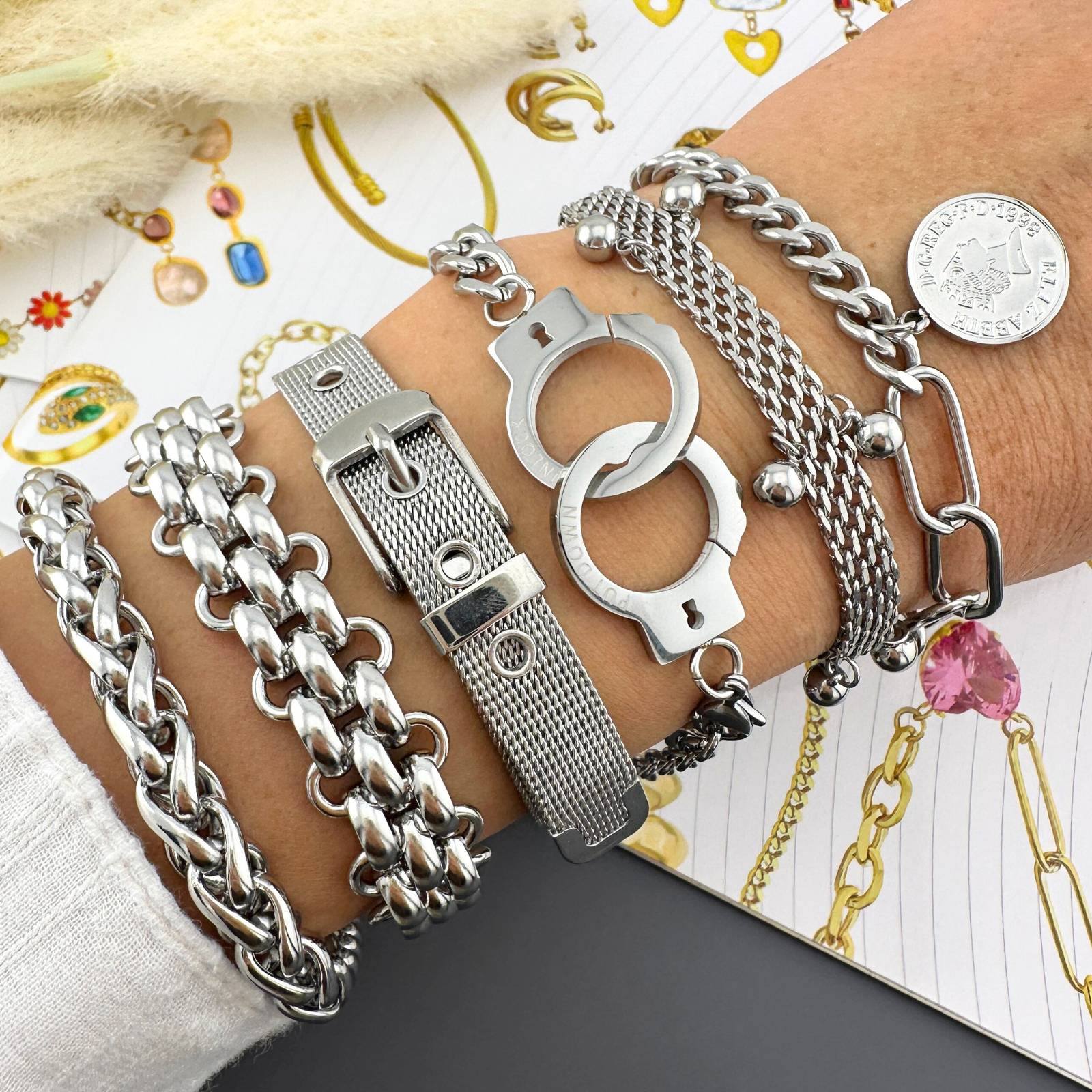 Mesh Belt Silver Bracelet - Image 2