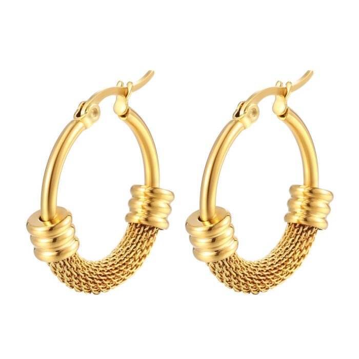 Mesh Gold Hoop Earrings