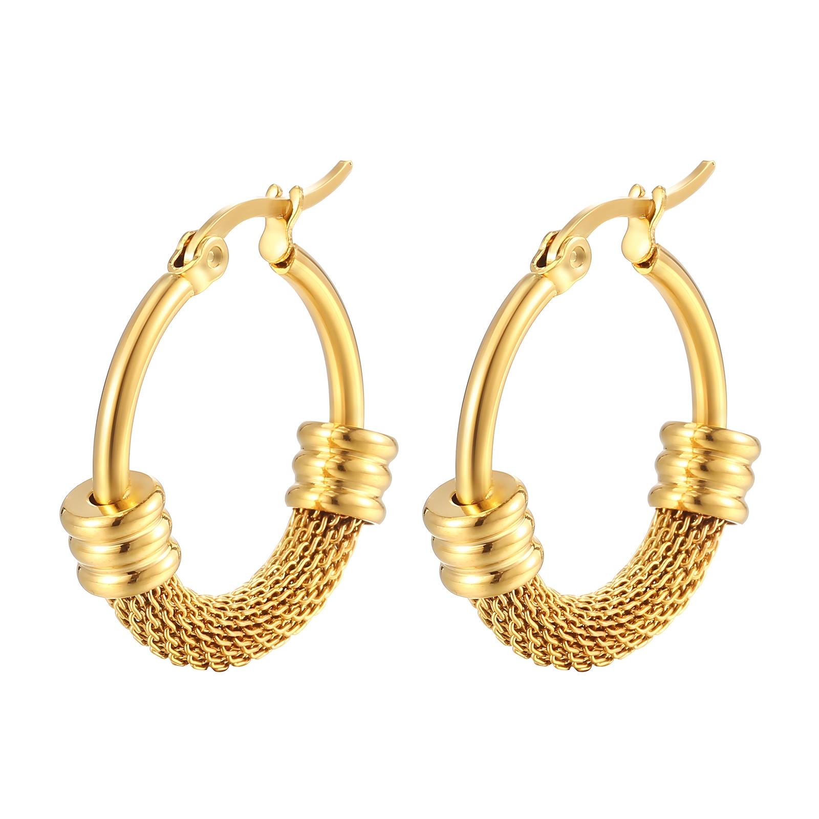 Mesh Gold Hoop Earrings