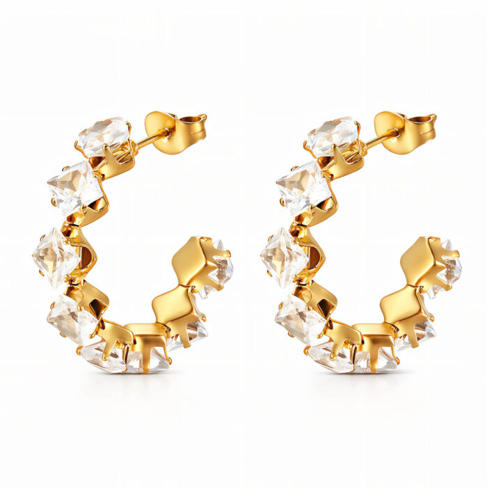 CZ Sparkle Gold Hoop Earrings