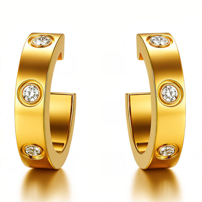 Pave Mini Hoop Gold Earrings