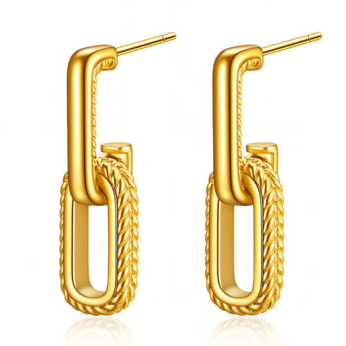A-Line Link Gold Earrings