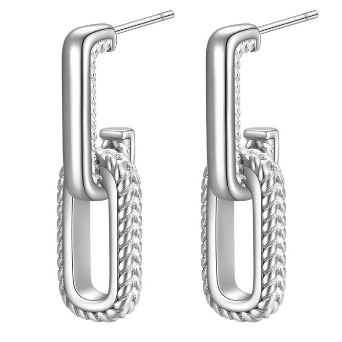 A-Line Link Silver Earrings